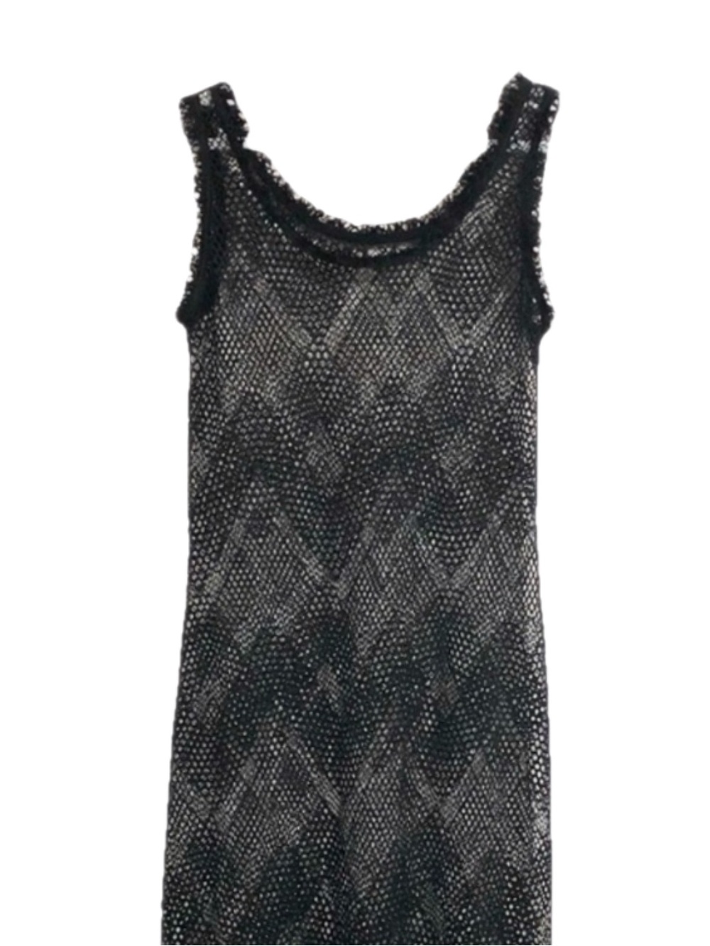 Sheer, stretch mesh, maxi dress.